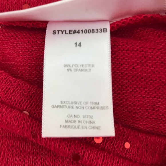 Bloome de jeune fille Red Round Neck Sequin Ruffle Half Sleeve Dress Midi - Picture 9 of 9